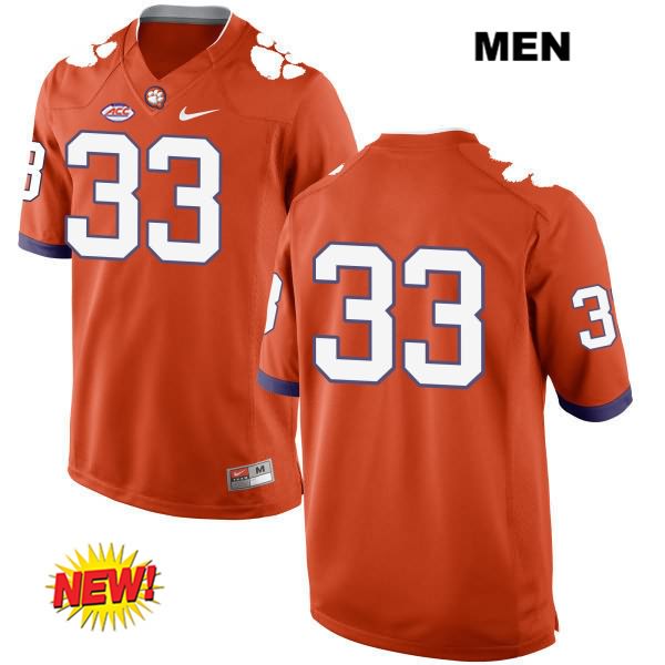 Men's Clemson Tigers #33 J.D. Davis Stitched Orange New Style Authentic Nike No Name NCAA College Football Jersey BNP5246YE